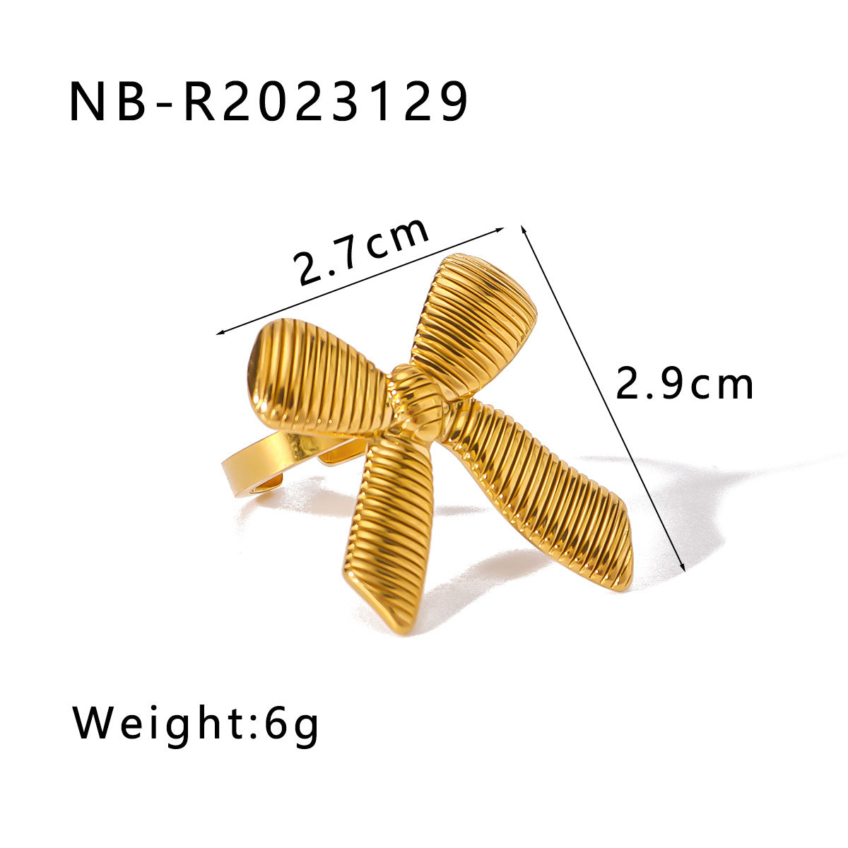 Minimalist Bow-Shaped Stainless Steel Ring with Pearl and Zircon Inlay, Vacuum Plated in 18K Gold Finish, Unisex Fashion Jewelry