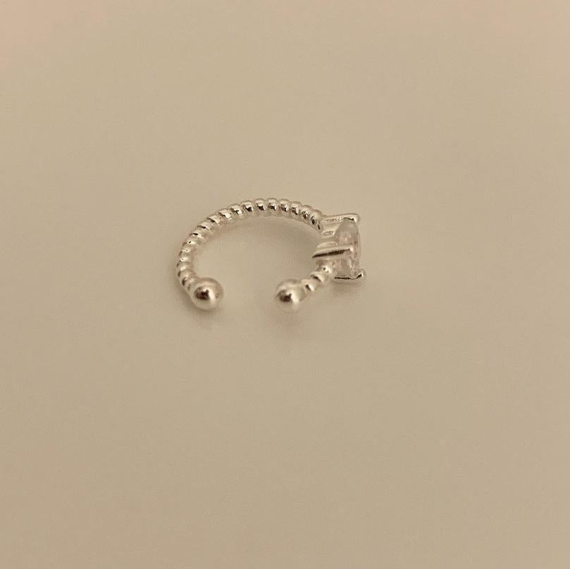 Pendientes de Clip Minimalistas de Plata de Ley 925 con Forma de Corazón y Circonita Micro-Pavé