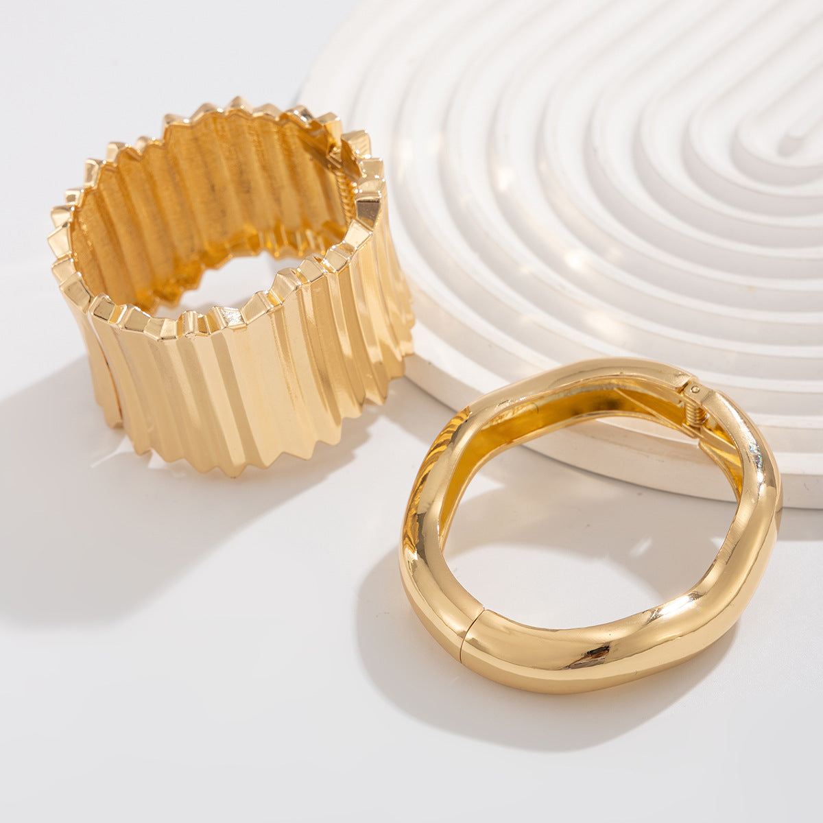 Punk Oval Plated Alloy Wide Cuff Bracelet for Women