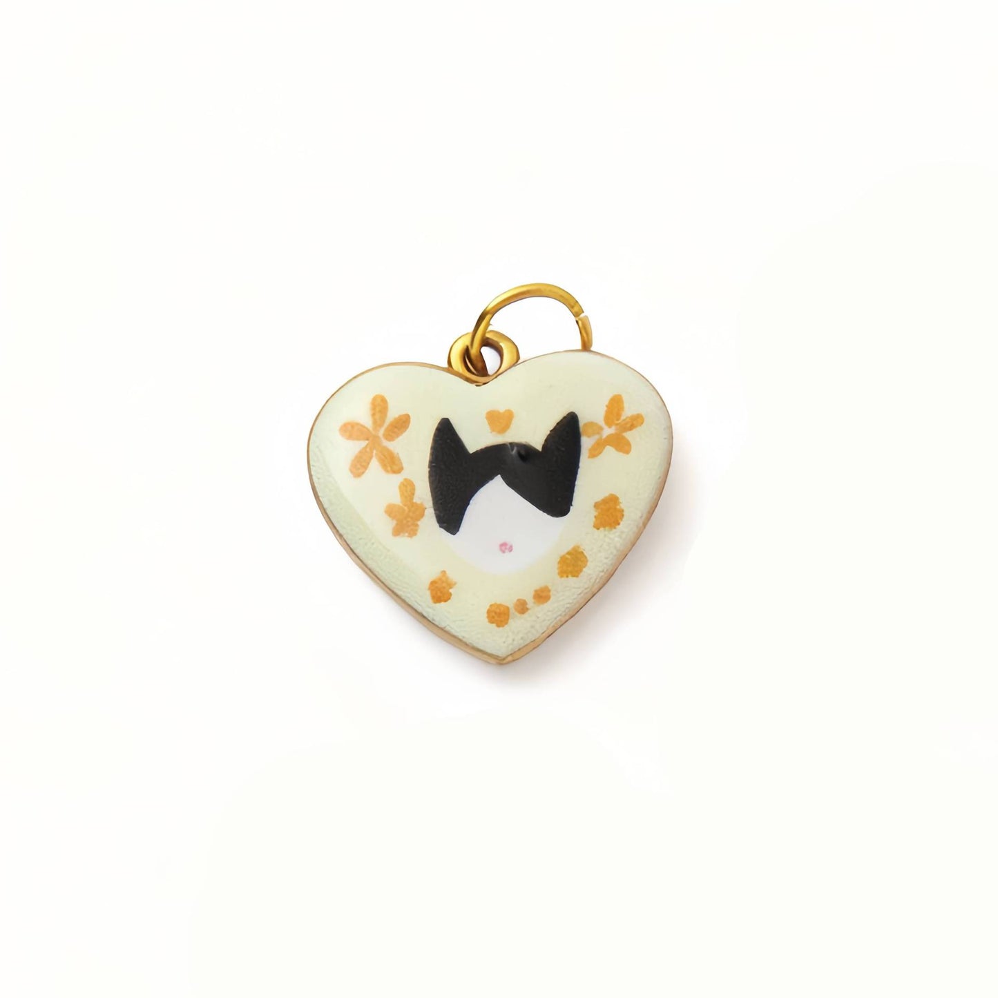 Minimalist Vintage Heart Shape 18K Gold Plated Drip Oil Brass Pendant Stainless Steel Charm Bar