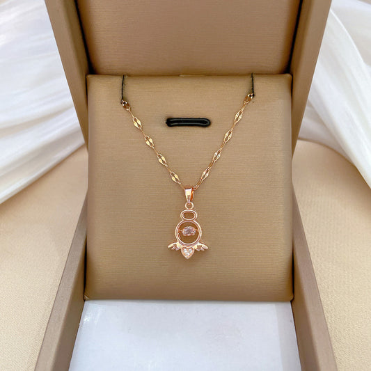 Elegante Collar con Colgante de Ángel para Mujer y Hombre con Forma Geométrica, Cadena de Acero Inoxidable, Motivo Lunar, Gargantilla de Lujo Ligera