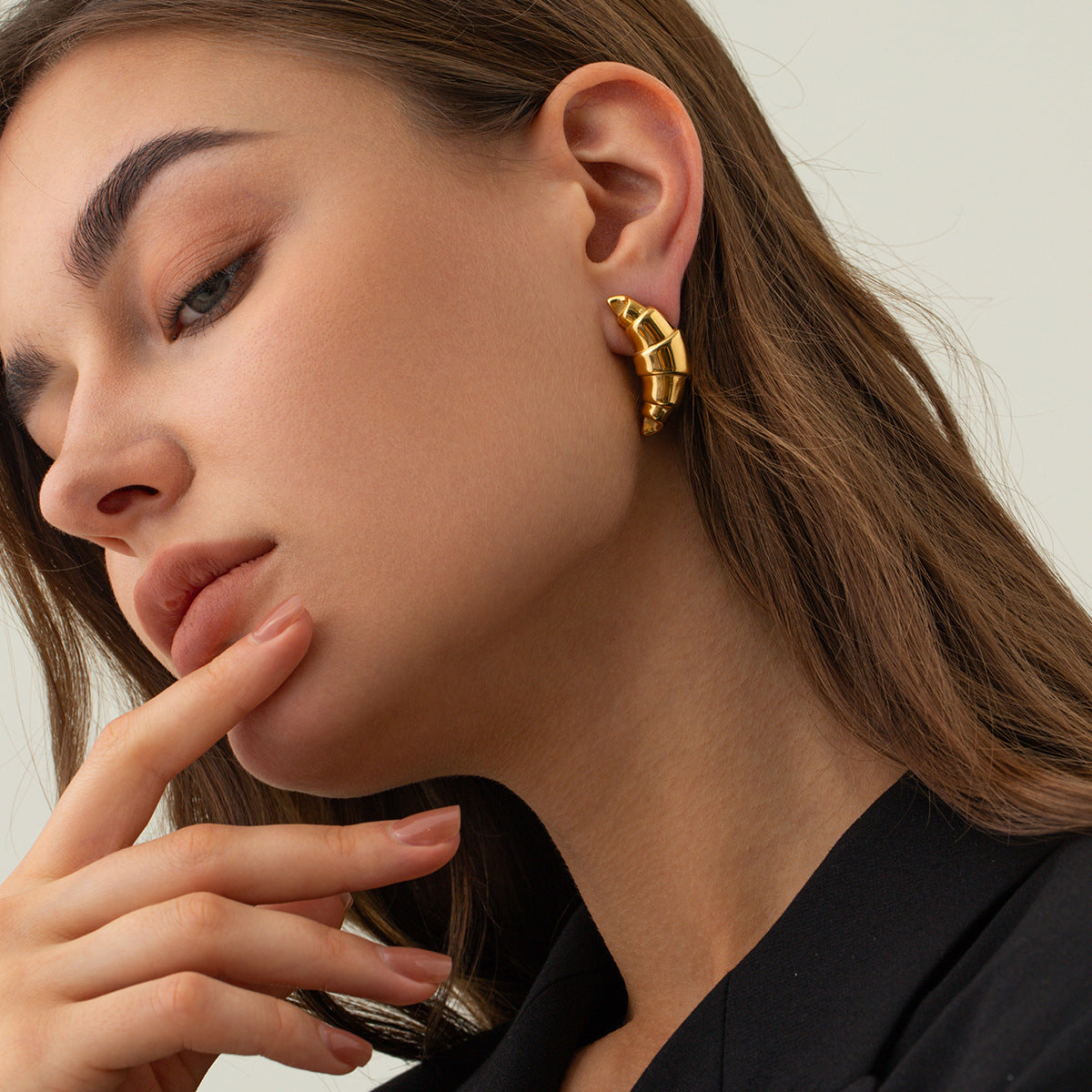 Fashionable Ins Style 18K Gold Plated Stainless Steel Geometric Hoop Earrings for Women