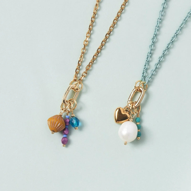 Collana con ciondolo a cuore floreale in ottone placcato oro 18 carati Sweet Charm fai da te Unisex