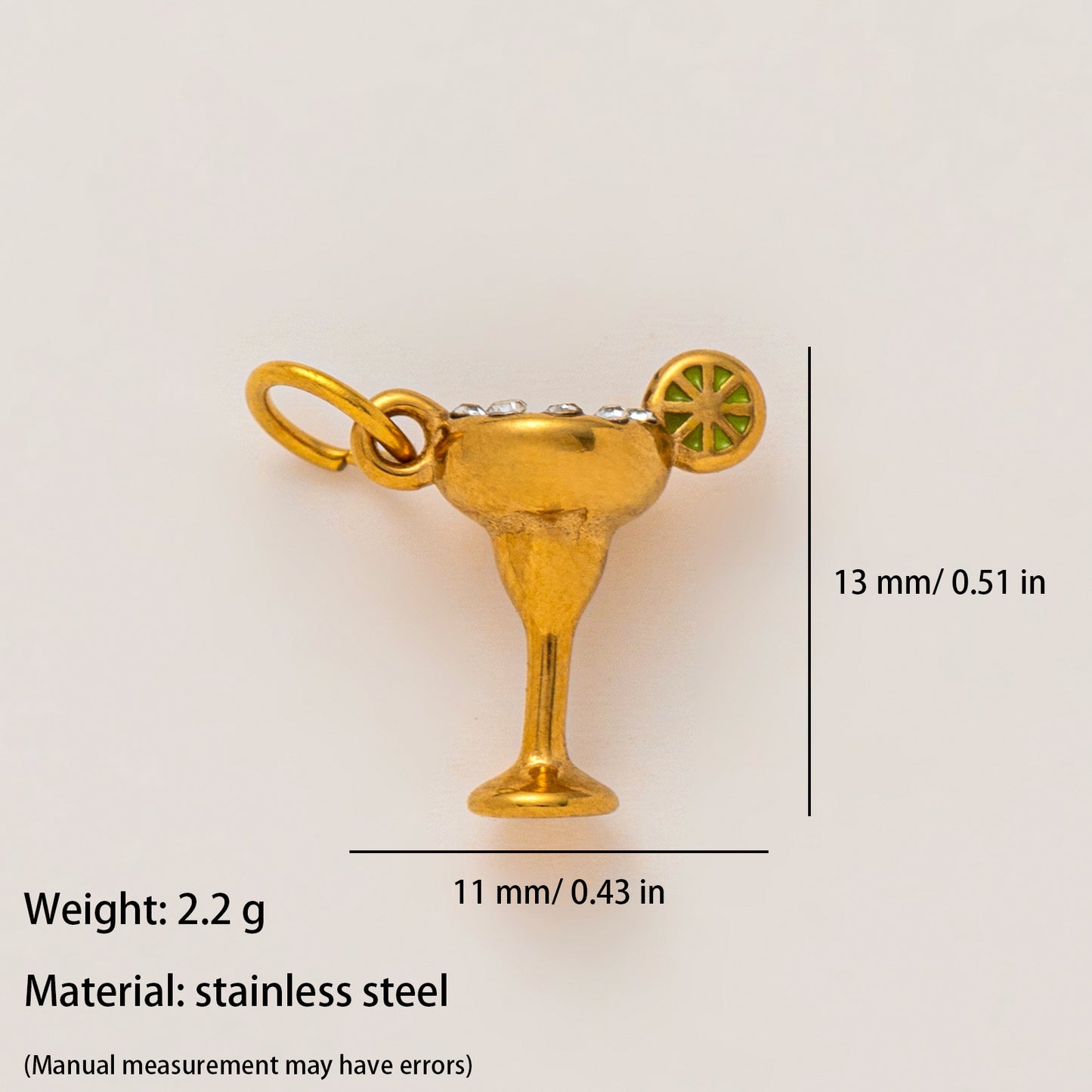 Vintage 18K Gold Plated Stainless Steel Elephant Pendant Charm Bar