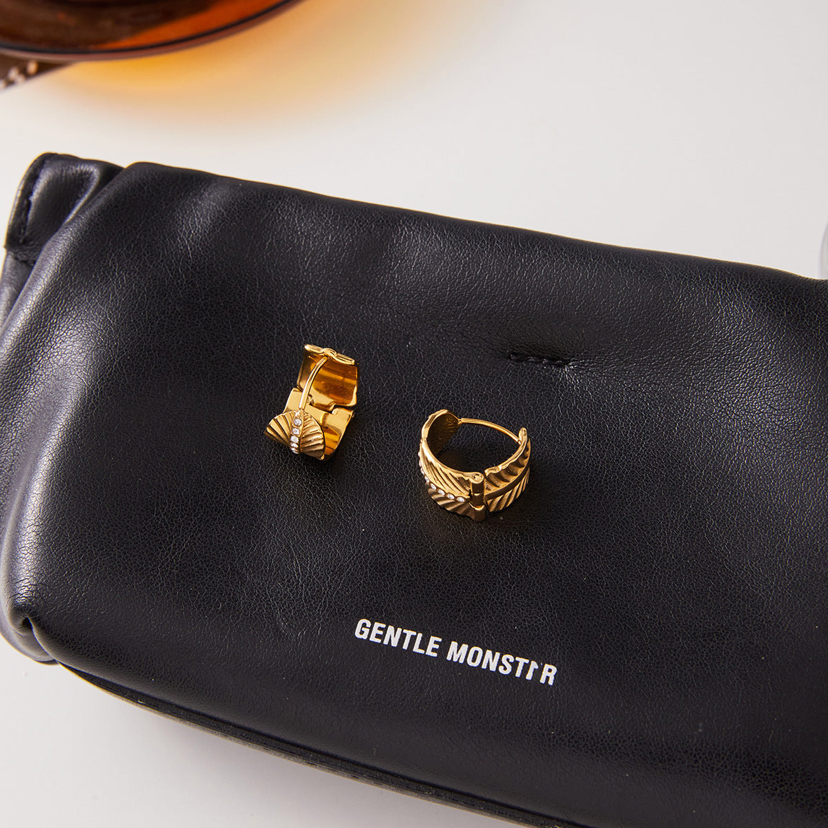 Pendientes Geométricos de Acero Inoxidable con Incrustaciones de Pedrería para Mujer, Aretes de Lujo Bañados, Diseño de Patrón de Hoja