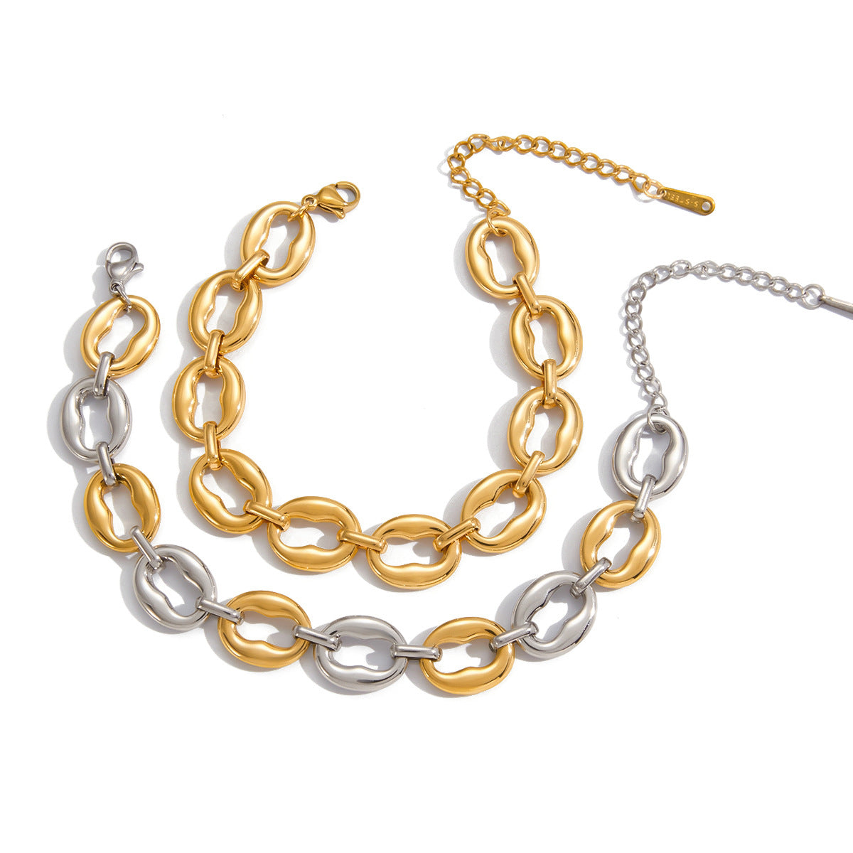 Geometric Stainless Steel Plated Bracelet for Women with Color-Block Design, Luxury Minimalist Fashion Accessory