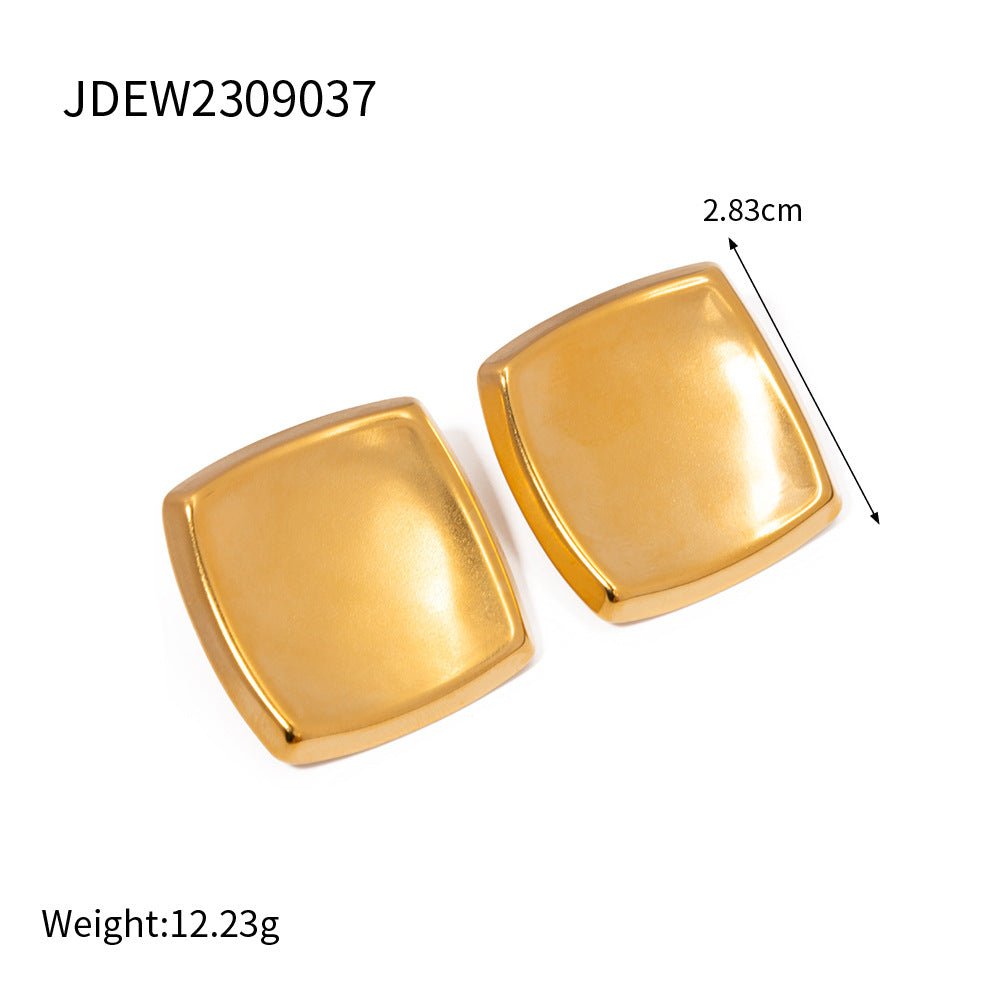 Pendientes Colgantes Minimalistas Geométricos Rectangulares de Acero Inoxidable con Baño de Oro de 18K Vintage para Mujer