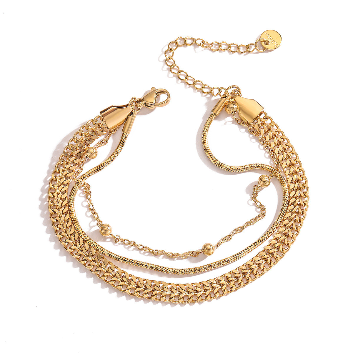 Minimalist Geometric Titanium Steel Bracelet for Women with Gold Plating Vintage-Inspired Irregular Design