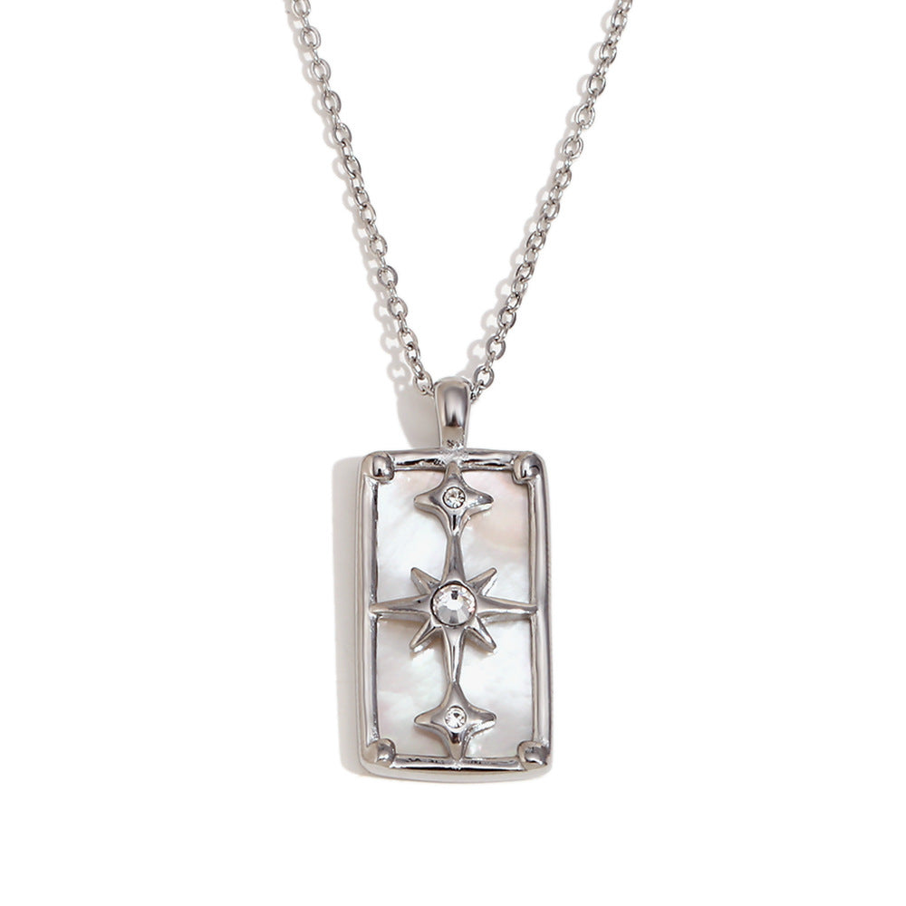 Collar con colgante de estrella de ocho puntas geométrica minimalista en acero inoxidable con baño de oro de 18K para mujer