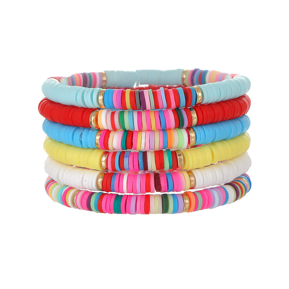 Cute Rainbow Unicorn Drip Oil Resin Bracelet Multi-Layer Stretch Friendship Bangle