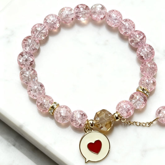 Heart Geometric Glass Crystal Beaded Bracelet for Women