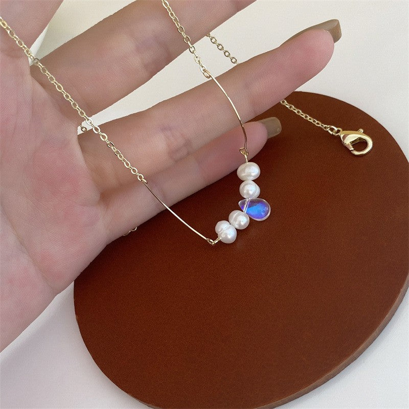 Luxury Teardrop Cubic Zirconia Pendant Necklace Brass Invisible Fish Line Choker for Women Unisex