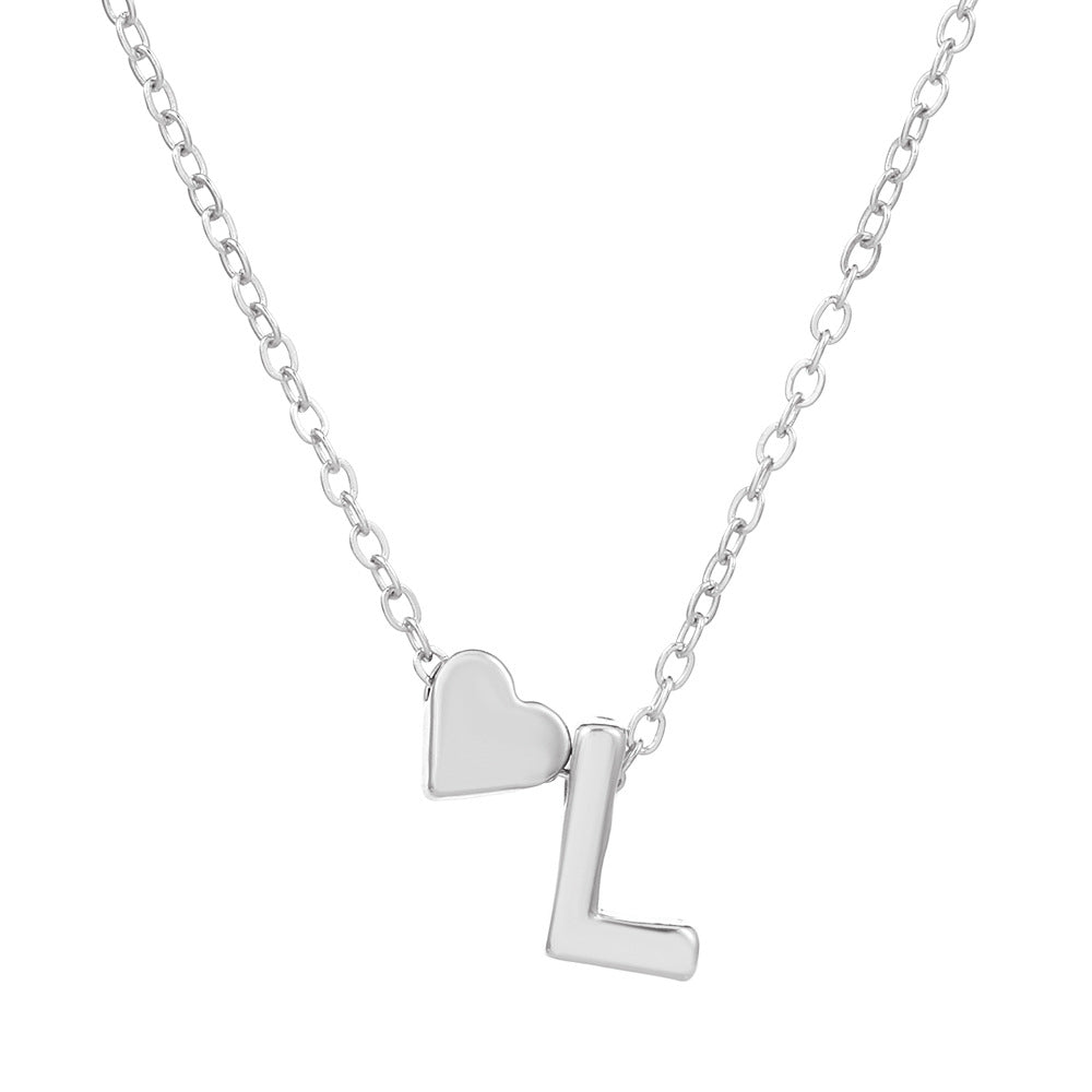 Sweet Heart Letter Alloy Plated Necklace Singapore Chain for Women