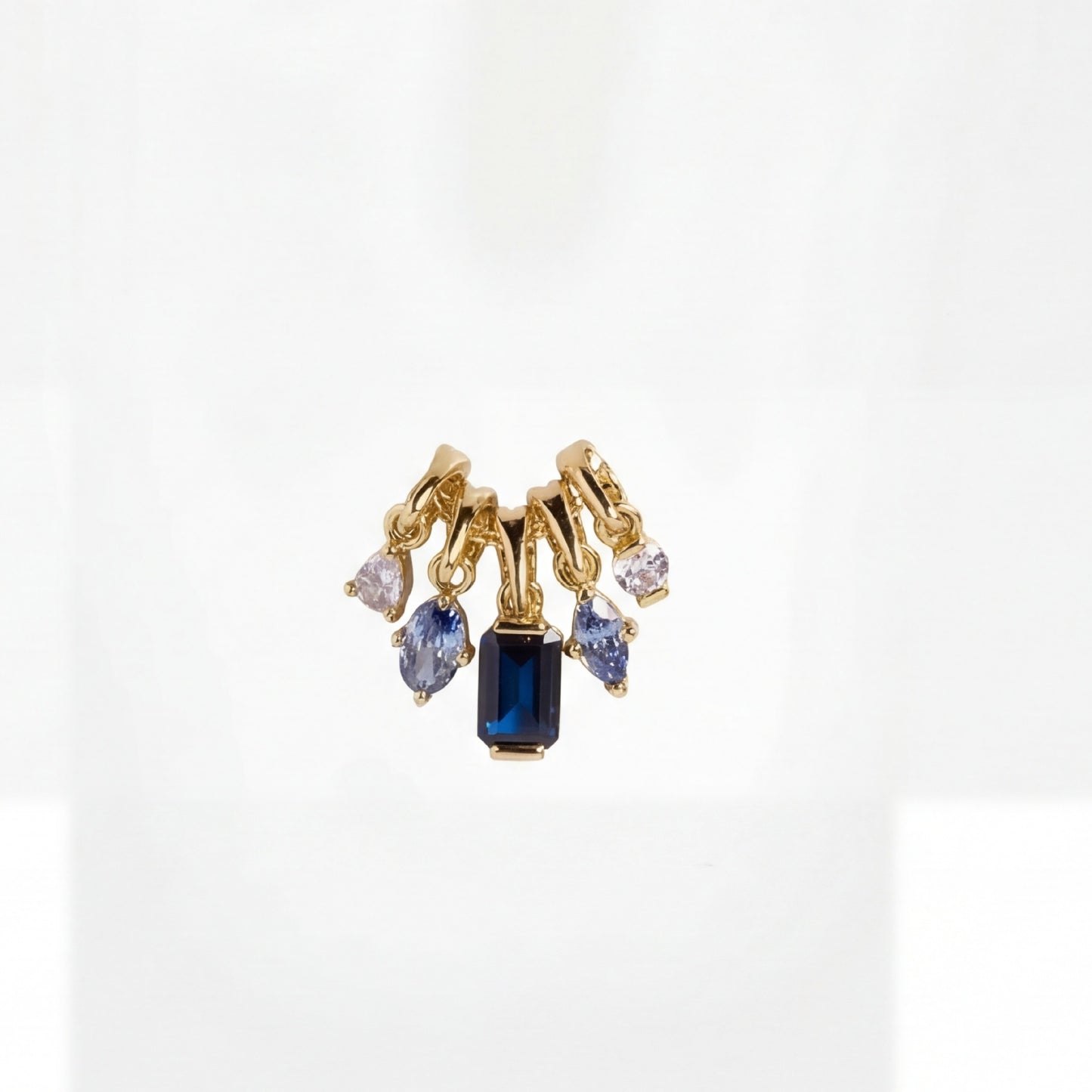 Vintage Geometric Stainless Steel PVD Plated 18K Gold Birthstone Charm Bar for Women