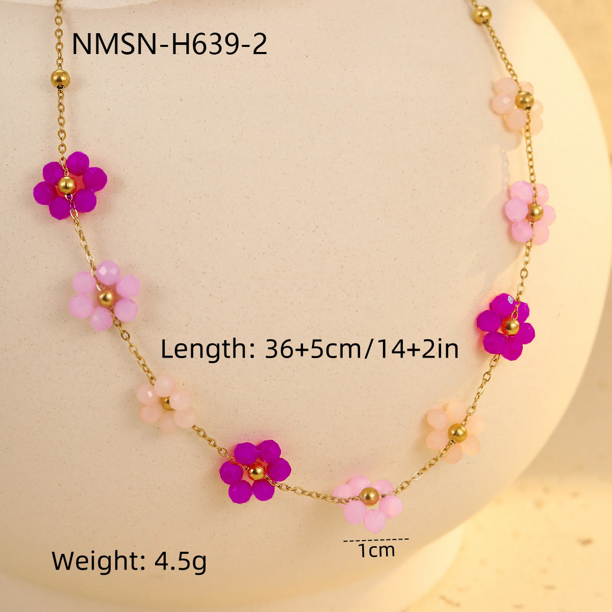Collana Geometrica alla Moda in Acciaio Inossidabile con Placcatura in Oro 18K e Ciondolo Floreale Colorato da Donna