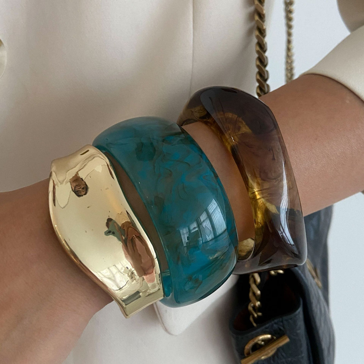 Vintage Marble Texture Geometric Alloy Plated Bangle Bracelet