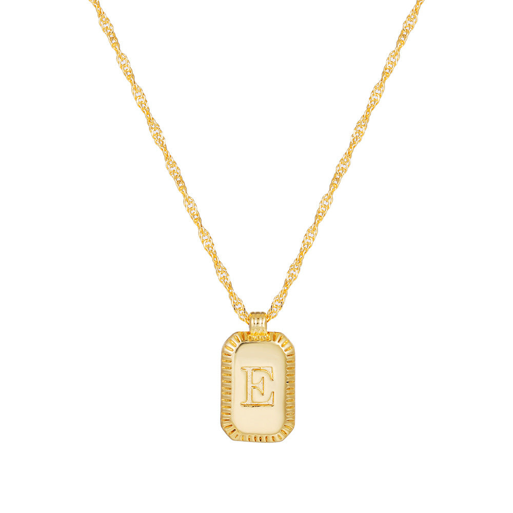 Sweet Gold Plated Brass Letter Geometric Titanium Steel Pendant Necklace for Women