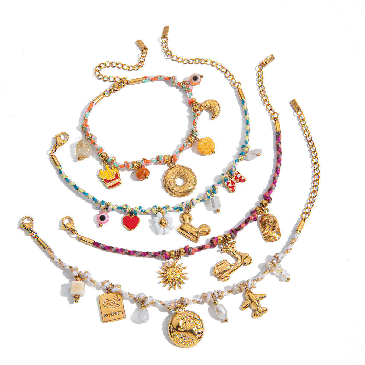Pulsera Minimalista de Acero Inoxidable con Forma de Fruta, Perlas y Acabado Chapado para Mujer