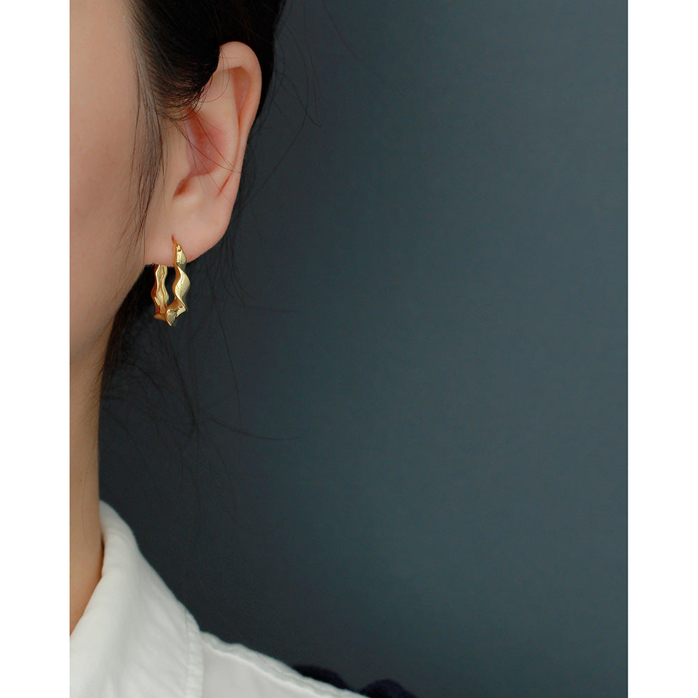 Orecchini a Cerchio Geometrici alla Moda da Donna in Argento Sterling 925 con Finitura Placcata