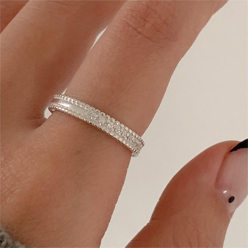 Sweet Minimalist 925 Sterling Silver Geometric Plated Ring with Cubic Zirconia for Women