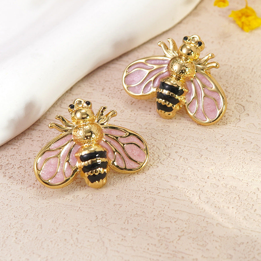 Sweet Colorful Drip Oil Animal Stainless Steel Earrings