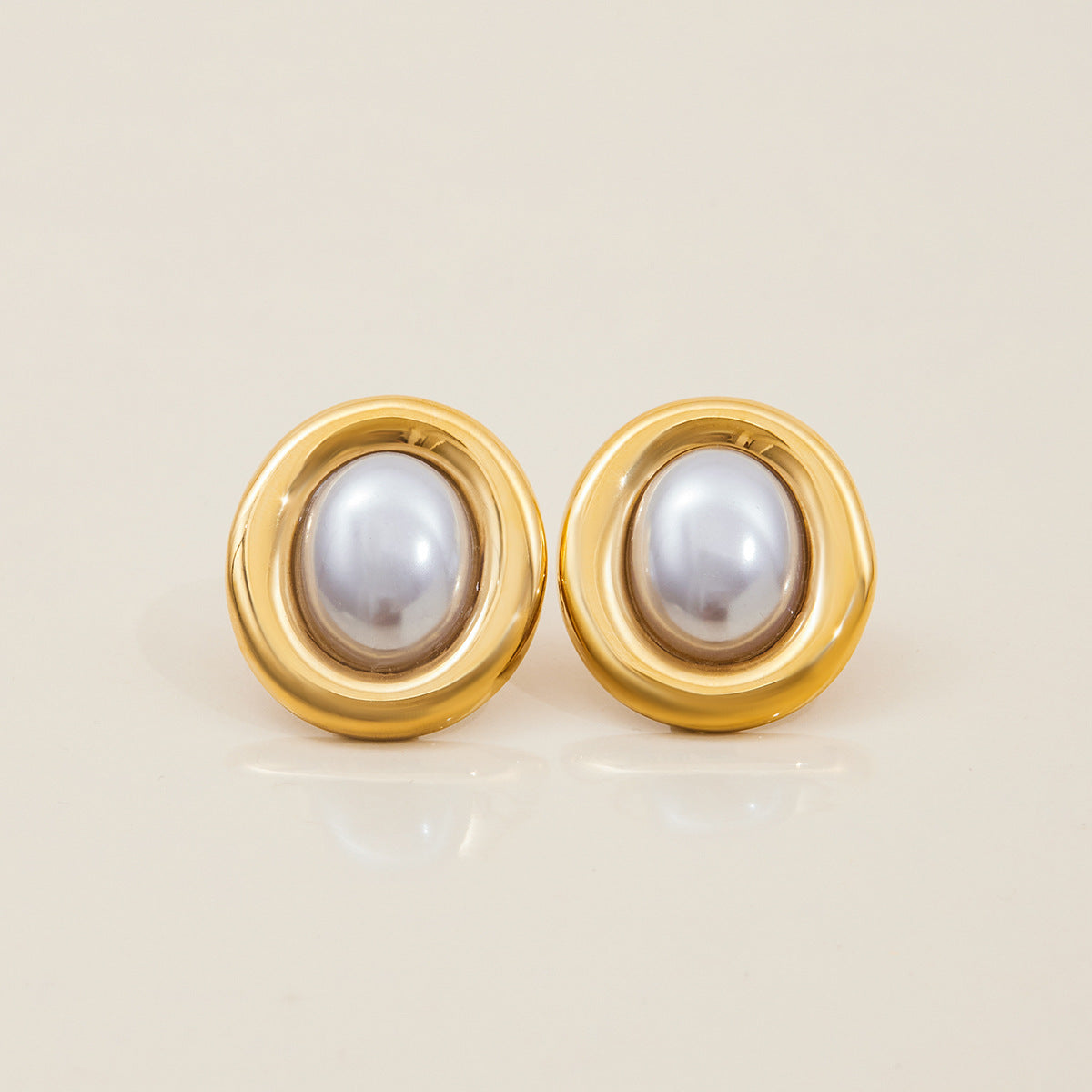 Pendientes de Perlas de Acero Inoxidable Geométricos Vintage para Mujer con Acabado Chapado, Hipoalergénicos, Joyería de Lujo