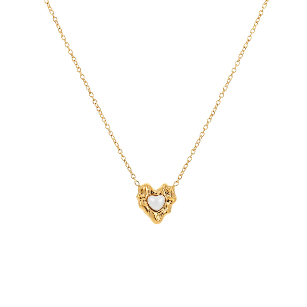 Collar Minimalista Irregular con Corazón de Lava para Mujer, Collar de Acero Inoxidable Chapado con Diseño Geométrico