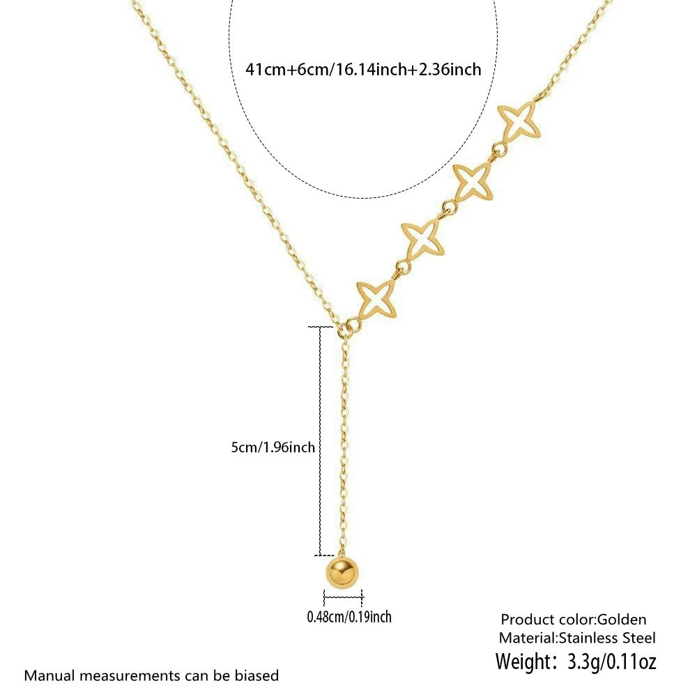 Collar de Lujo con Colgante de Estrella de Acero Inoxidable con Baño de Oro de 18K y Borla para Mujer