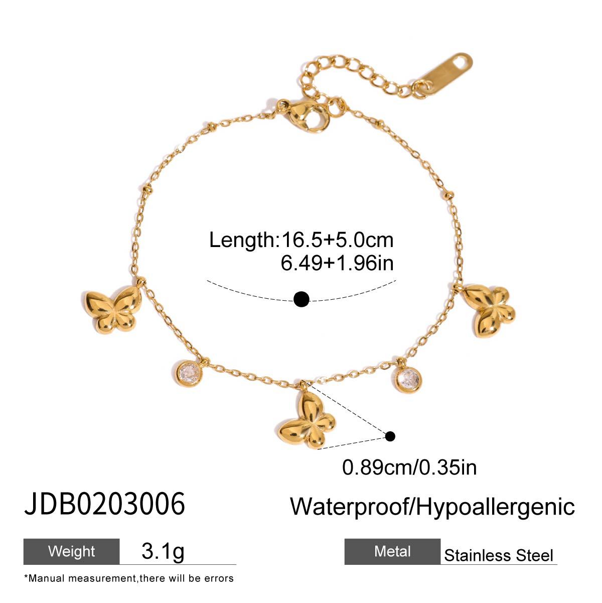 Elegante bracciale da donna in acciaio inossidabile a forma di cuore con intarsio di zirconi, finitura placcata, design geometrico minimalista