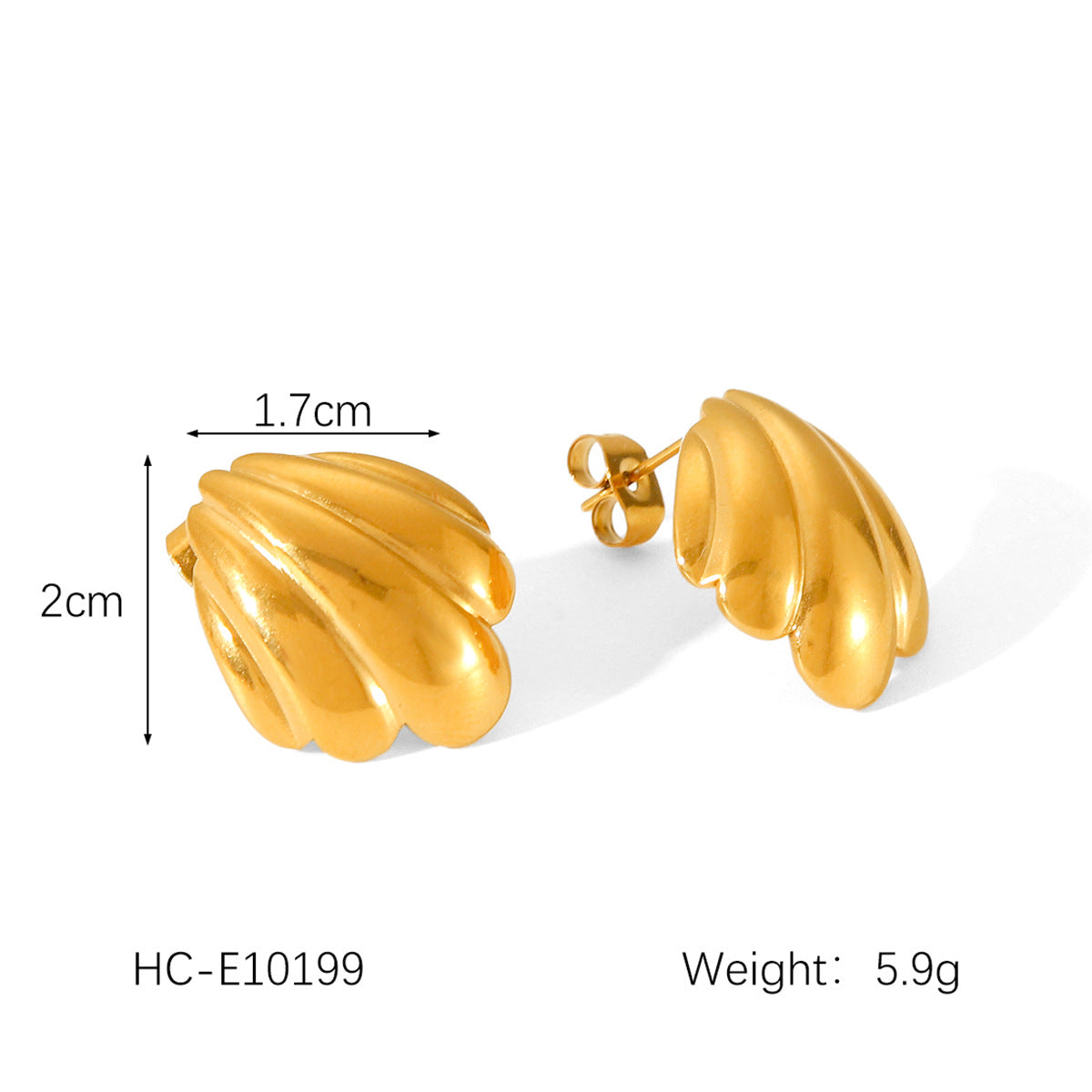 INS Style Crab and Starfish Shell-Shaped Earrings for Women in Titanium Steel with 18K Gold Plating