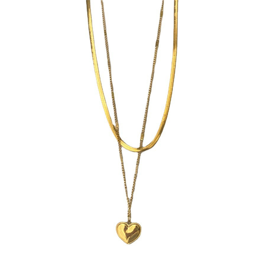 Collar Minimalista con Colgante de Acero de Titanio en Forma de Corazón con Acabado Chapado para Mujeres y Hombres