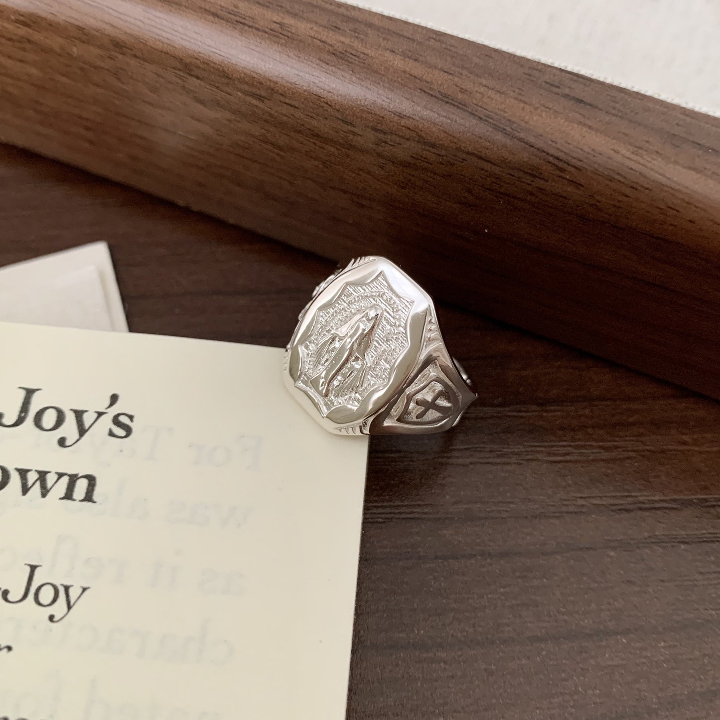 Anello a croce lucido minimalista vintage in argento sterling 925