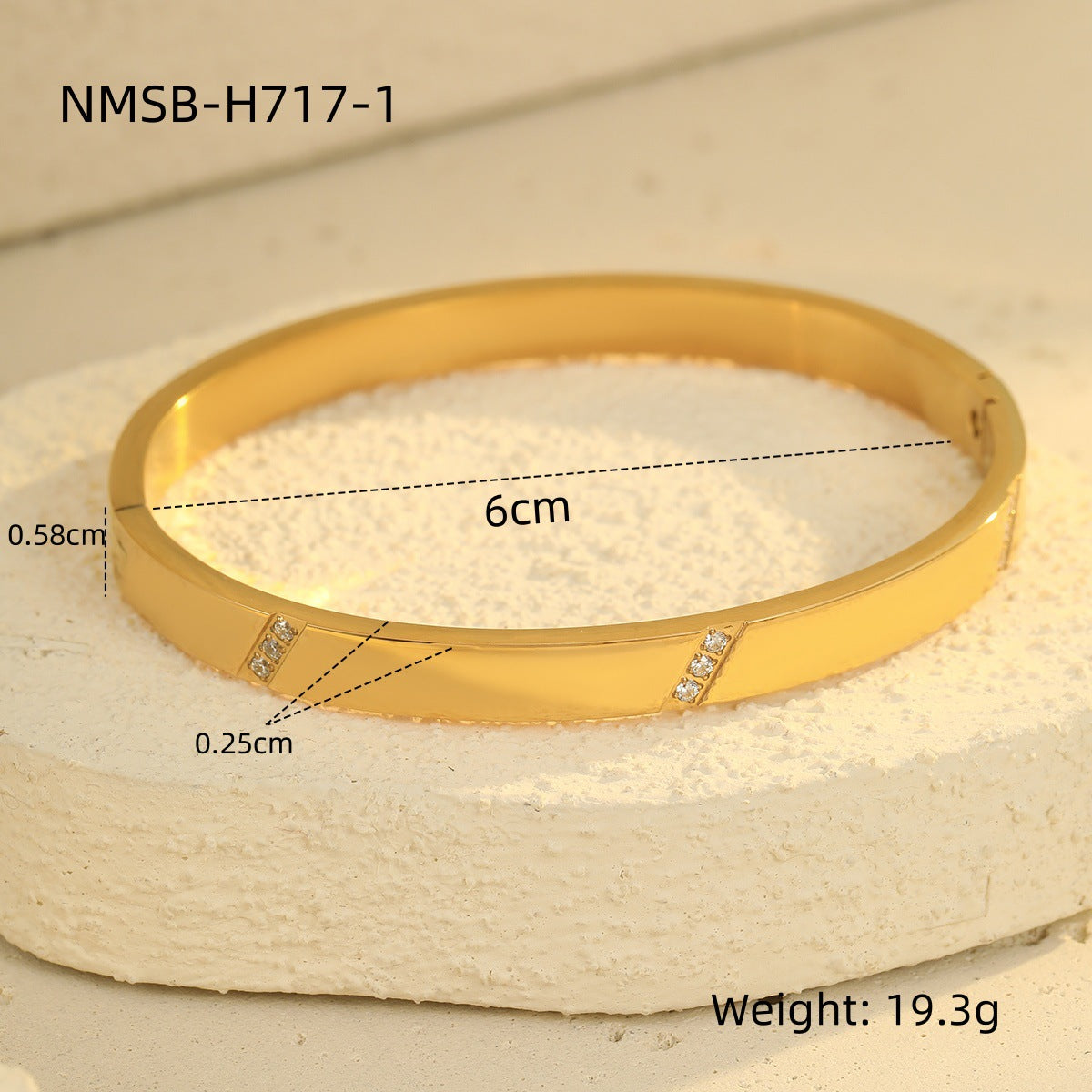 Bracciale da donna in acciaio di titanio con intarsi in strass, alla moda e geometrico