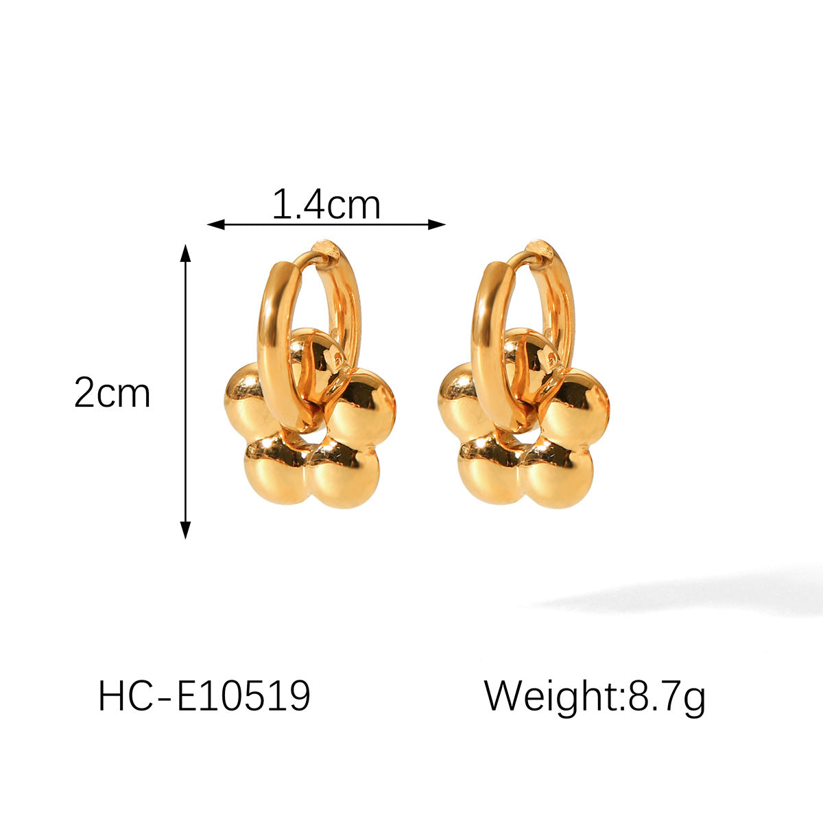 Minimalist Floral Stainless Steel Earrings with 18K Gold Plating for Women