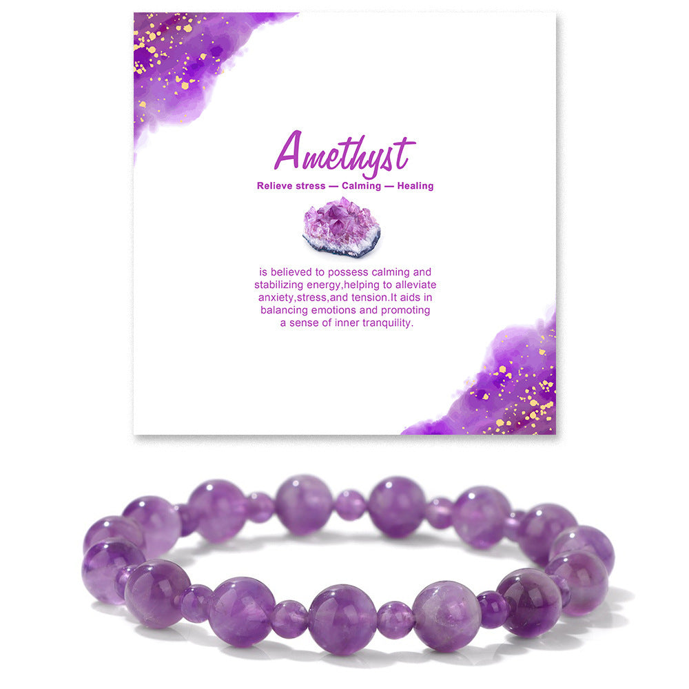 Minimalist Sweet Natural Crystal Beaded Bracelet Unisex 8mm Elastic Stretch Bangle with Star and Geometric Charms