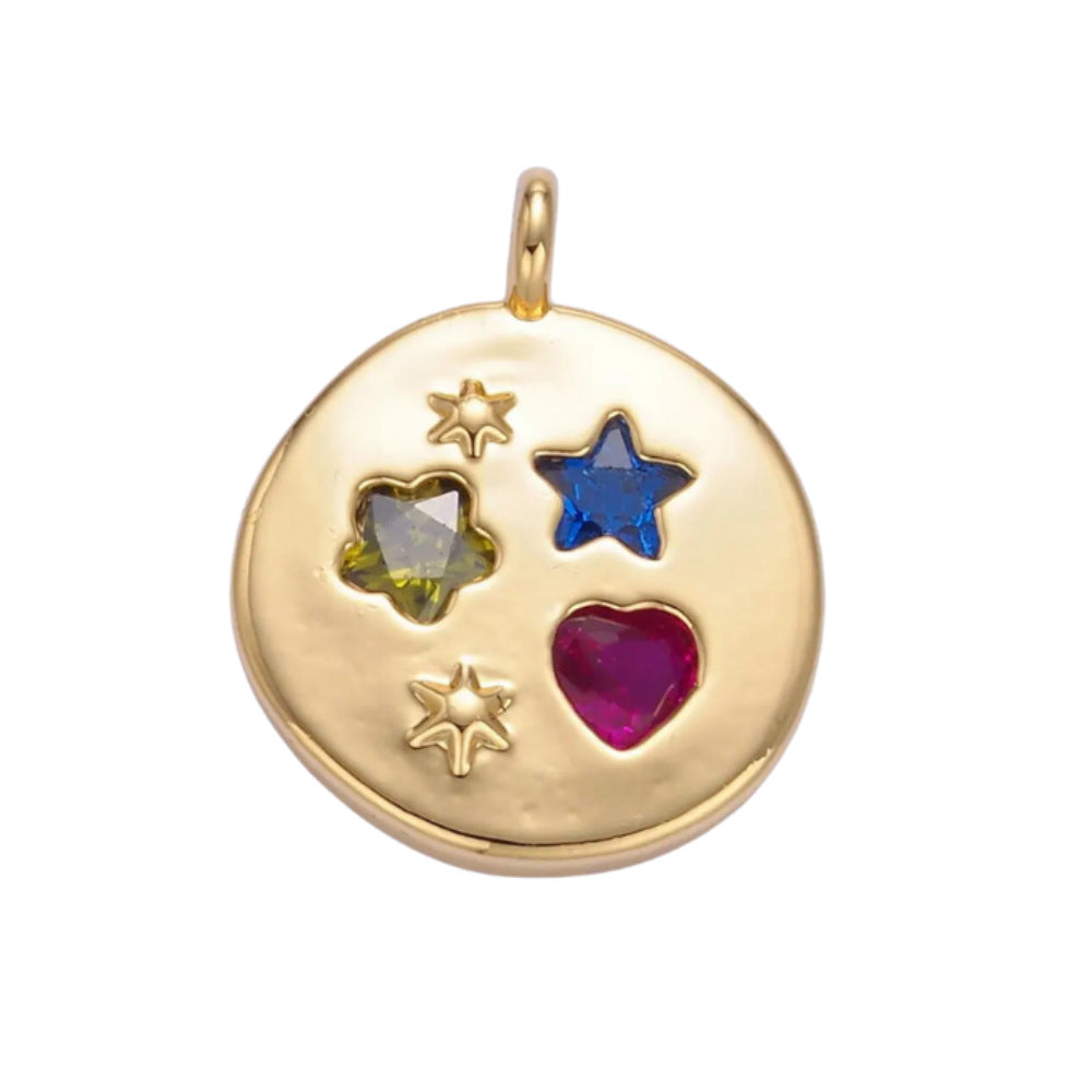 Vintage Cartoon Animal Brass 18K Gold Plated Drip Oil Pendant Charm Bar