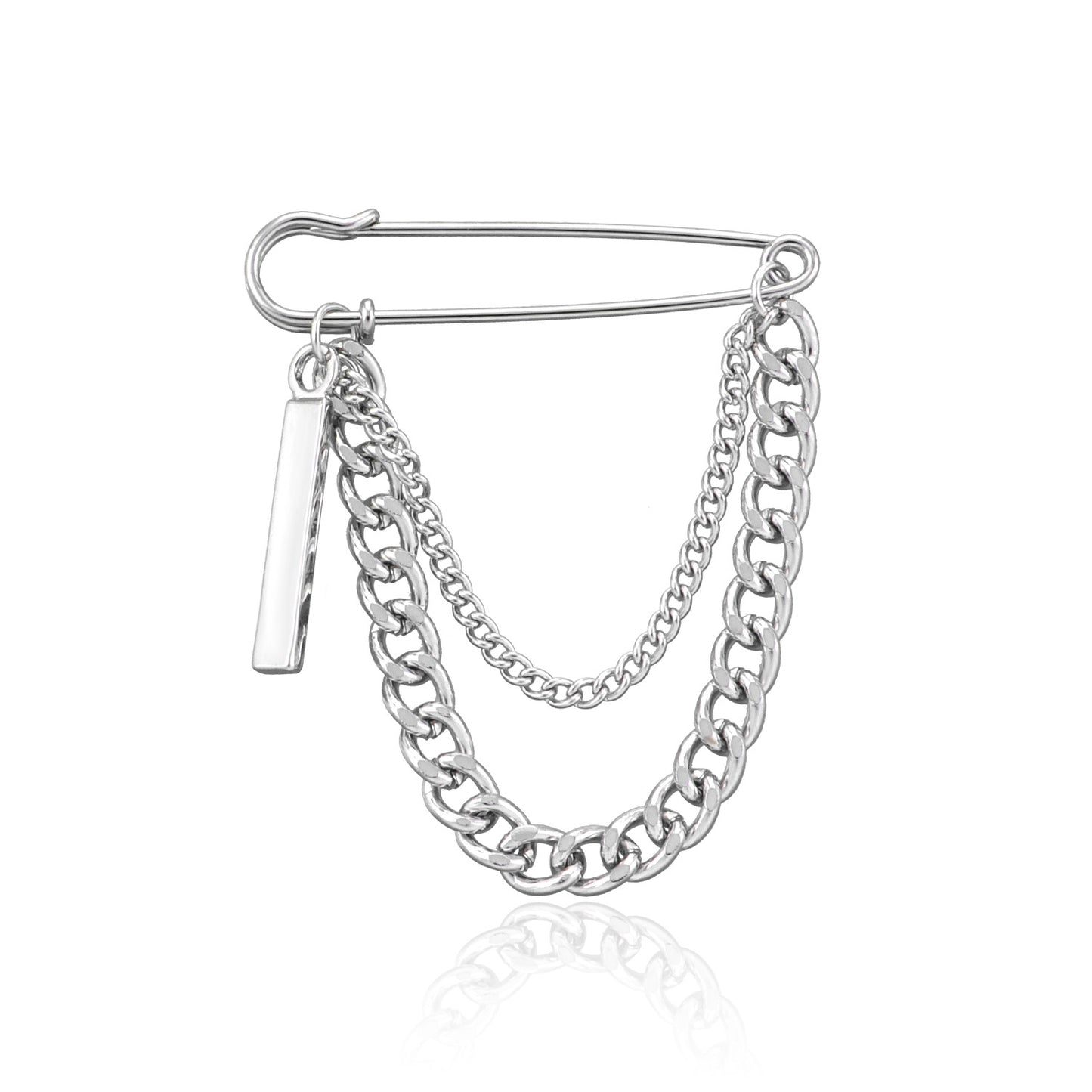 Geometric Alloy Chain Brooch for Men and Women - Plated Streetwear Fashion Jewelry - Kawaii Minimalist Style
