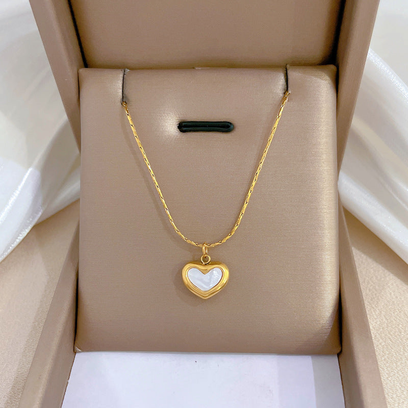 Minimalist Heart Geometric Titanium Steel Collar Necklace for Women