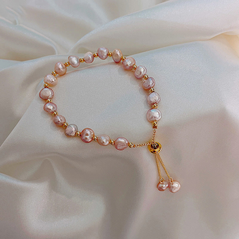 Vintage Luxury Geometric Cubic Zirconia Inlaid Pearl Bracelet for Women