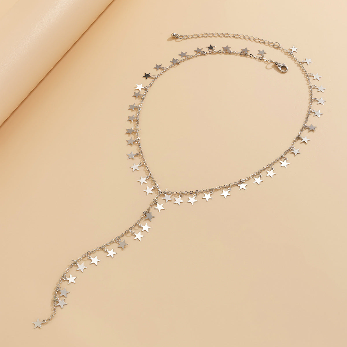 Minimalist Elegant Star Alloy Plated Y-Shape Tassel Long Sweater Necklace