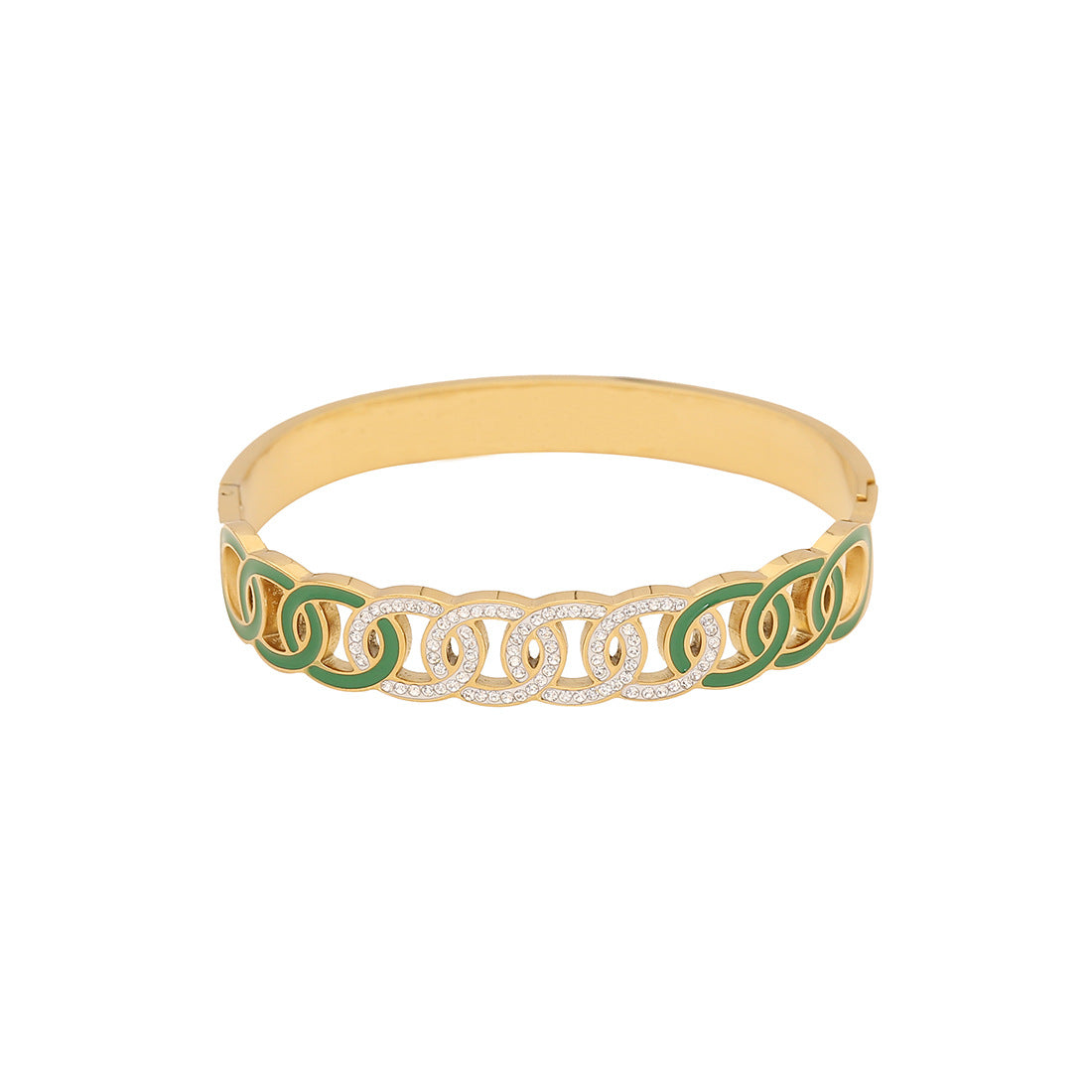 Vintage Floral Stainless Steel Bracelet with Enamel Finish and Butterfly Design for Women