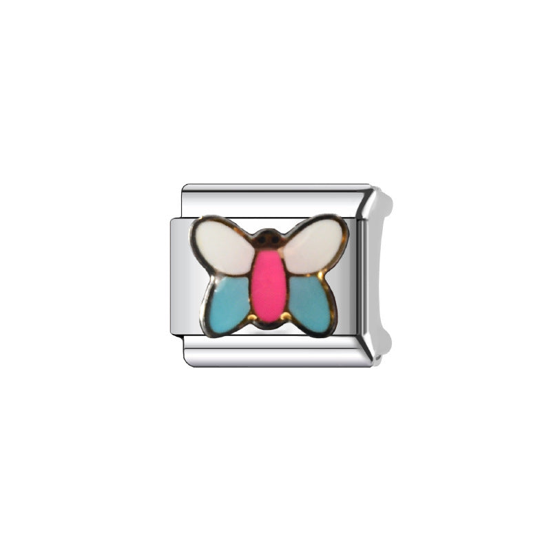 Sweet Punk Square Plated Stainless Steel DIY Charm Bar Bracelet Unisex Cartoon Heart Letter Accessories