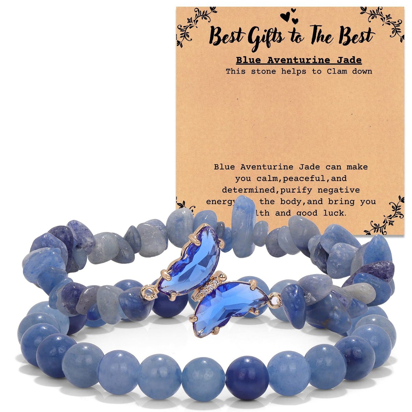 Minimalist Butterfly Crystal Beaded Bracelet Charm Bar Set