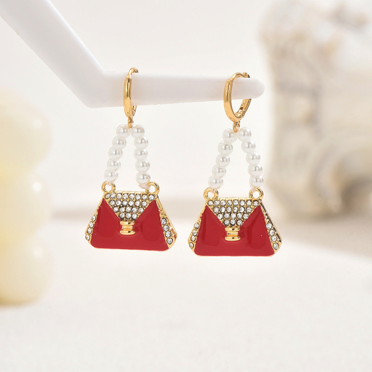 Pendientes de Tachuela Geométricos Esmaltados con Cuentas para Mujer con Incrustaciones de Pedrería Aleación de Zinc Moda Pendientes de Tachuela de Viaje