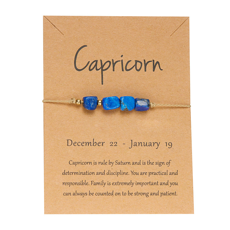 Pulsera de cuerda con cuentas de piedra natural para mujer, con elementos de constelación del zodiaco