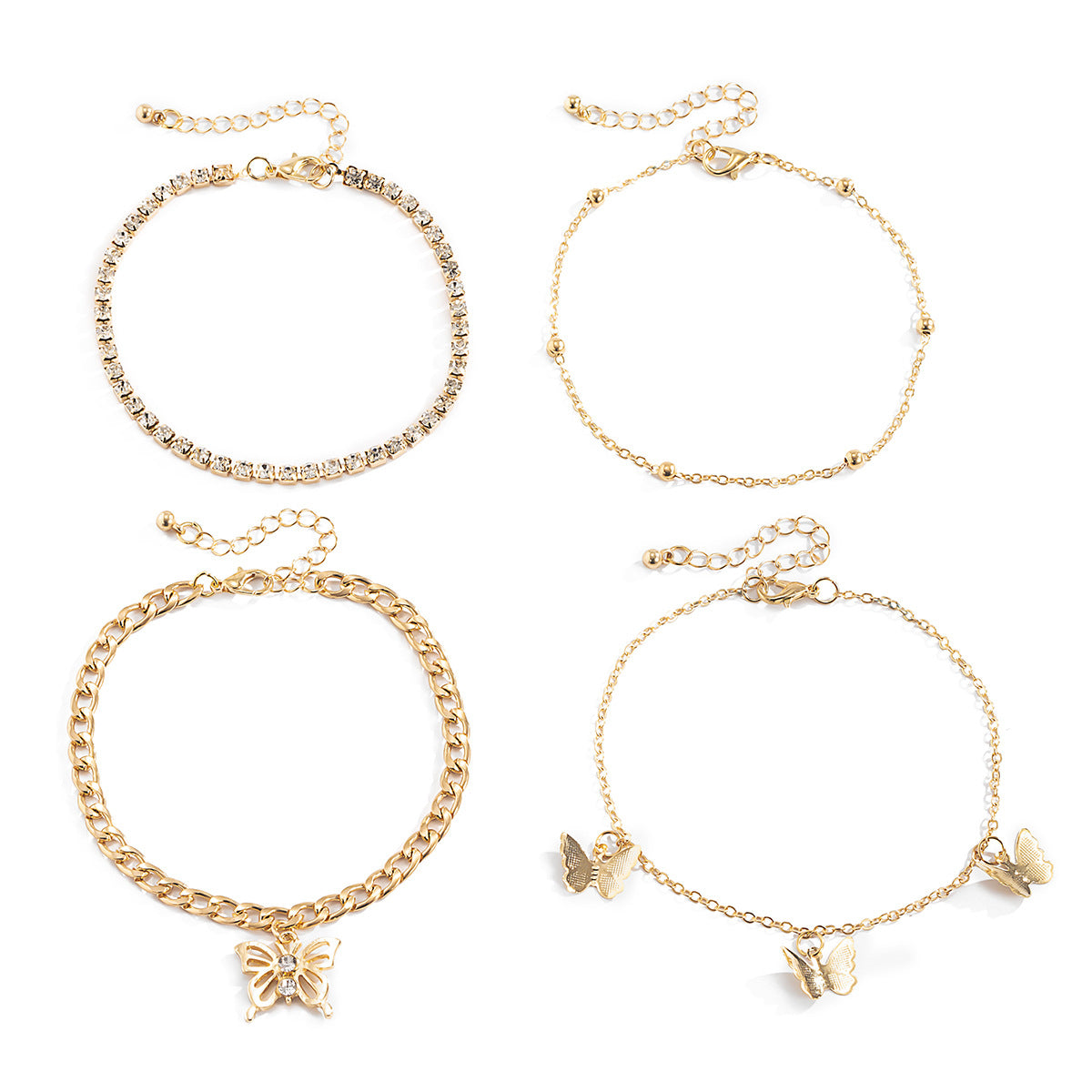 Cavigliera Vintage a Farfalla da Donna in Lega con Strass