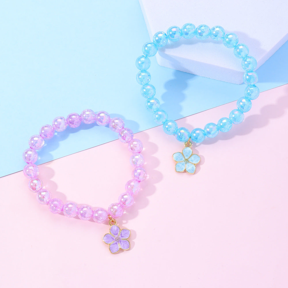 Bracciale con ciondolo in resina a forma di fiore cartoon e dolce, per bambine