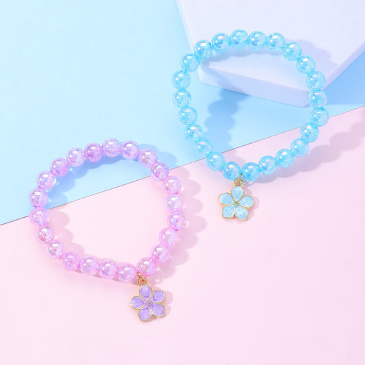 Bracciale con ciondolo in resina a forma di fiore cartoon e dolce, per bambine