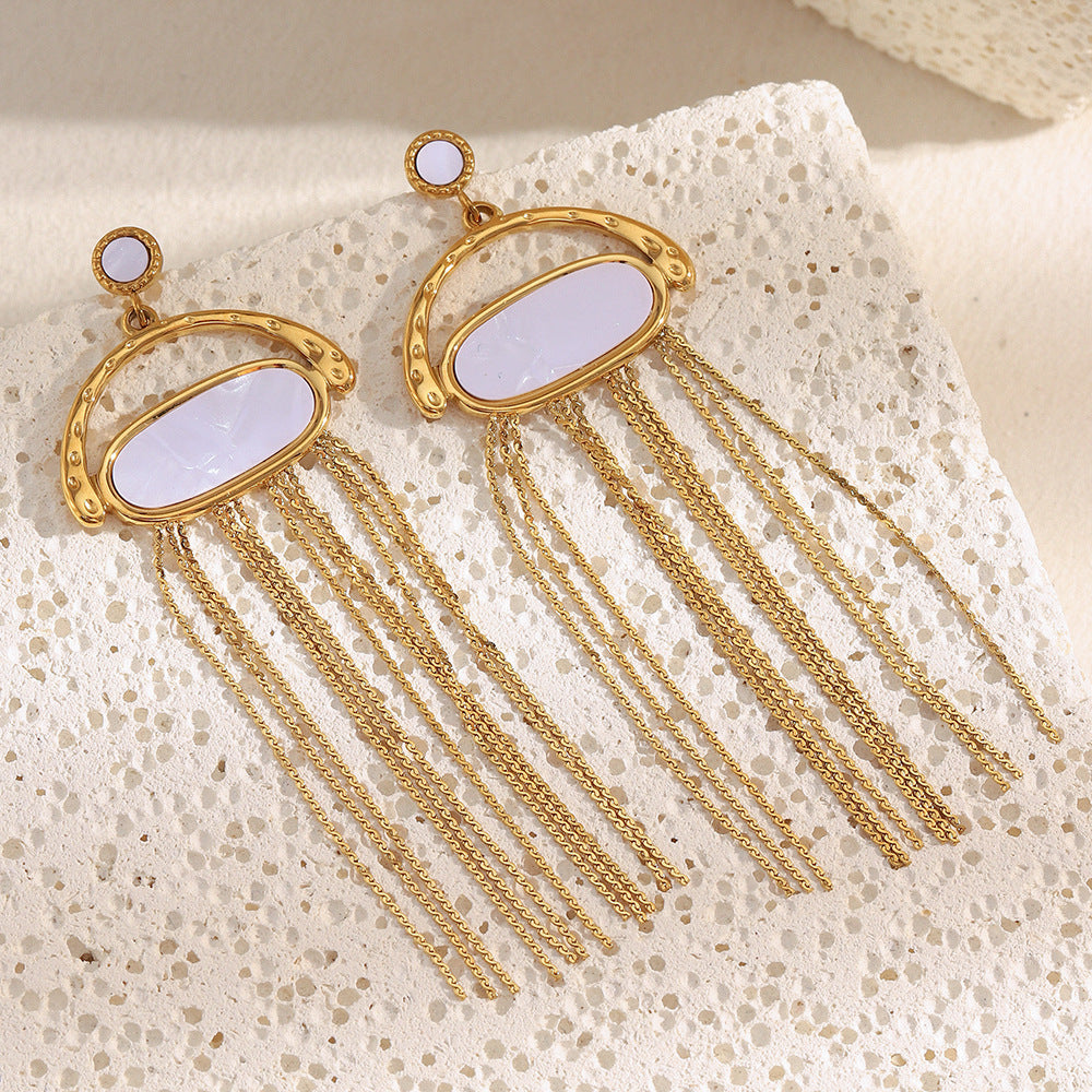 Orecchini da donna geometrici minimalisti in acciaio inossidabile con placcatura in oro 18 carati
