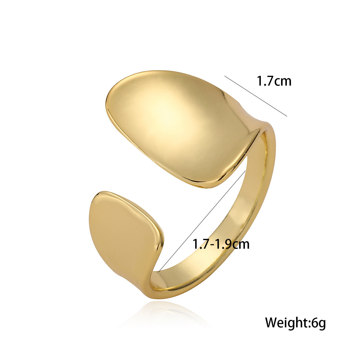 Minimalist Geometric Open Ring for Women Made of Brass with 18K Gold Plating